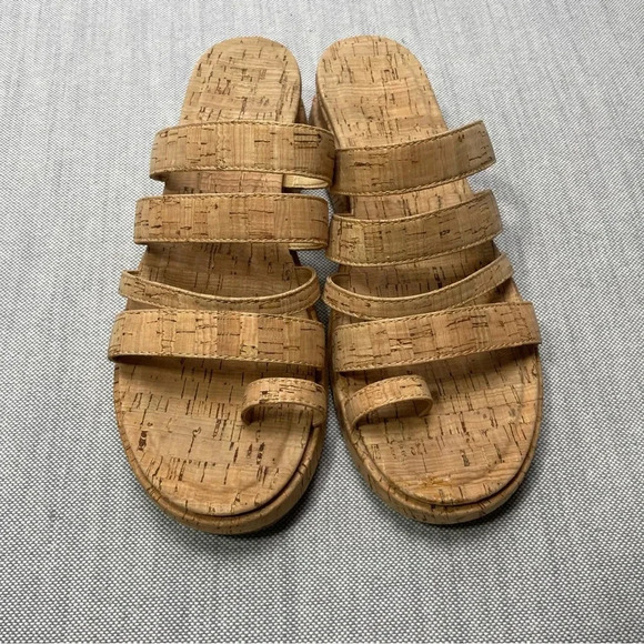 Kork’s Platform Leather & Cork Toe Loop Maya Strappy Round Tie Wedge Sandals - Picture 11 of 11